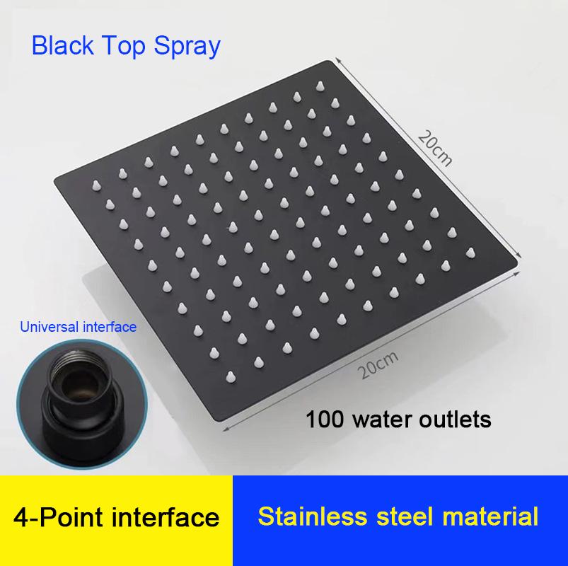 Pressurized Rain Shower Head Stainless Steel Square Round Large Water Outlet 4/6/8/10/12 Inch Options Available for Enhanced Bat