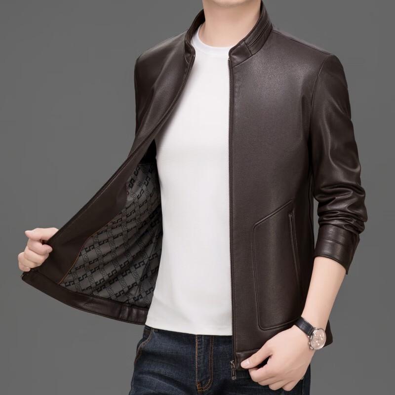 Men's Stand Collar Faux Leather Jacket