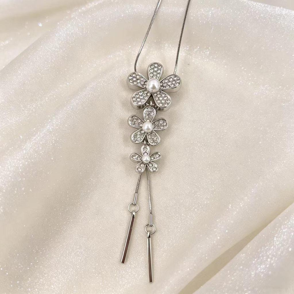 Elegant Long Tassel Sweater Chain with Japanese and Korean Pearls