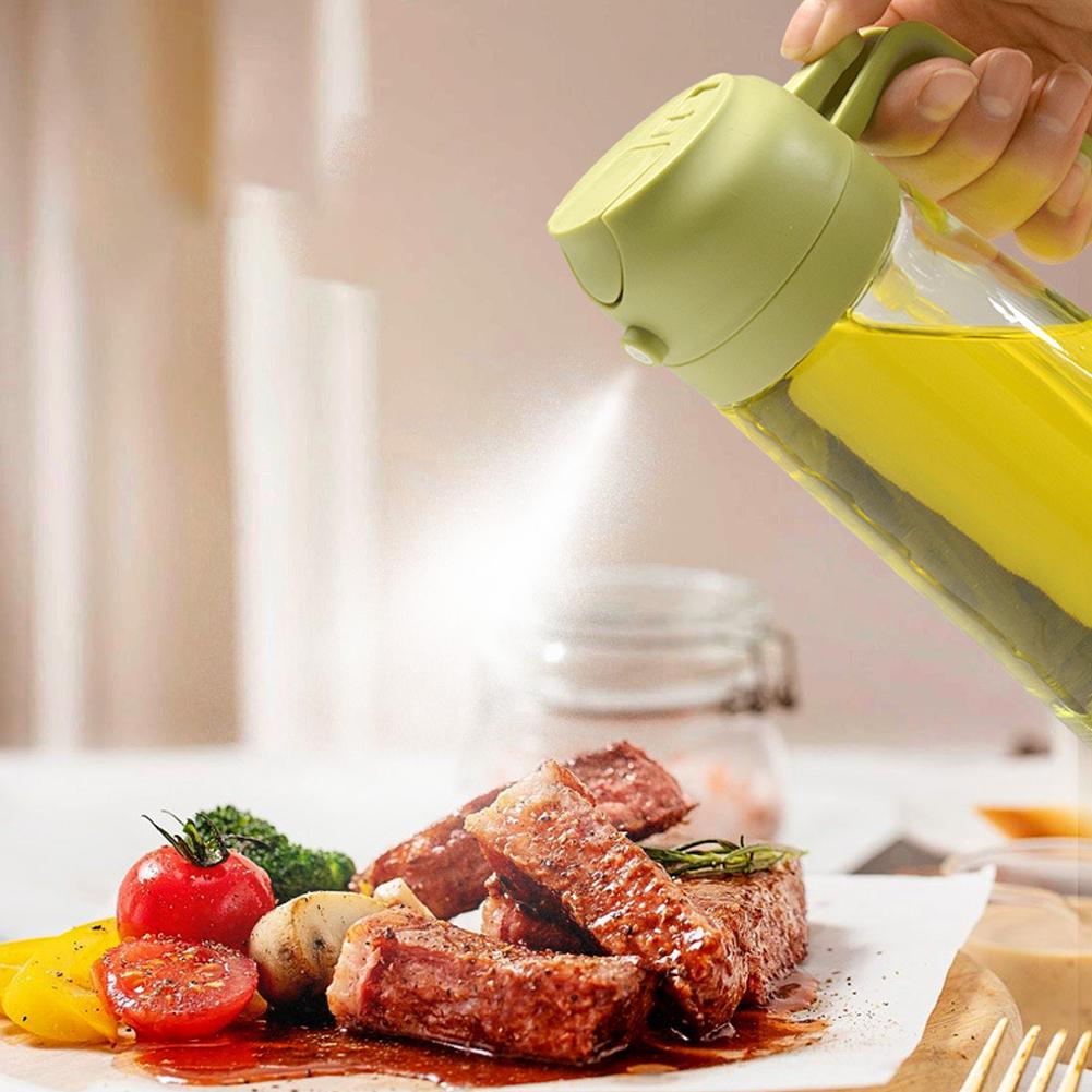 450/60Oml 2 In 1 Oil Spray Bottle With Pour Spout Leakproof Multifunctional Large Capacity Glass Oiler Kitchen Cooking Accessory