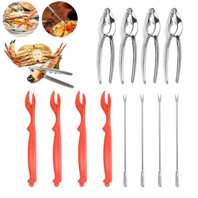 12Pcs Crab Cracker Tool Set Zinc Alloy Shellfish Seafood Kit with Nutcrackers Picks Lobster Opener Tool for Crab Nuts Home Restaurant Use