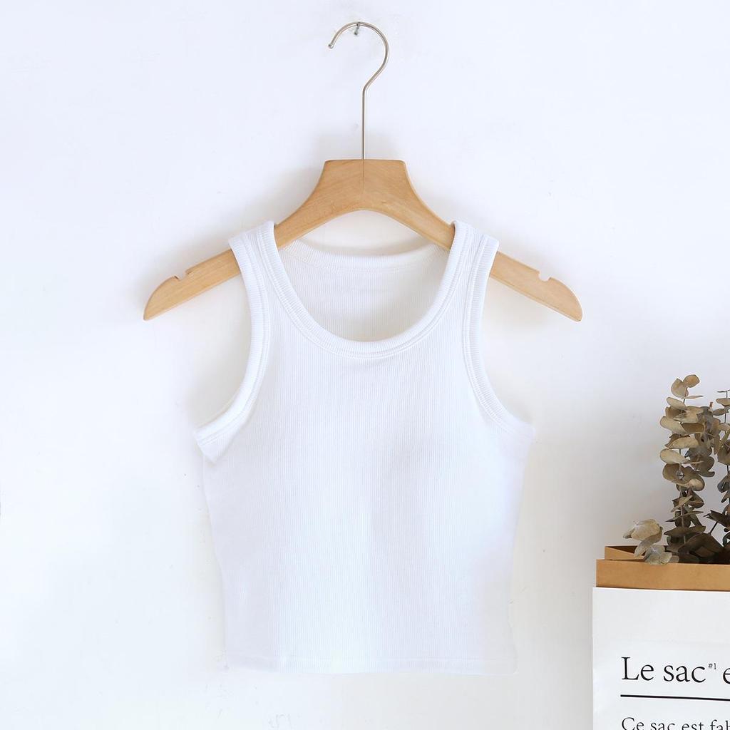 Women's Slimming Tank Top with Bra Pads, Cropped Waist Length