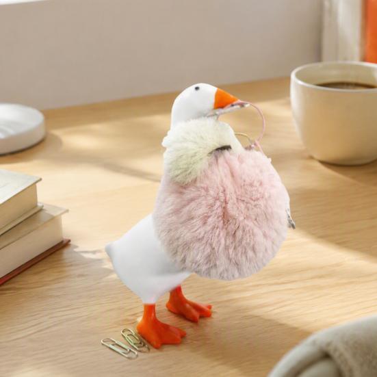 Compact Key Storage Tool Magnetic Goose Holder, Resin Statue for Entryway Decor, Cute Animal Organizer Desktop Ornament with Mouth Metal And