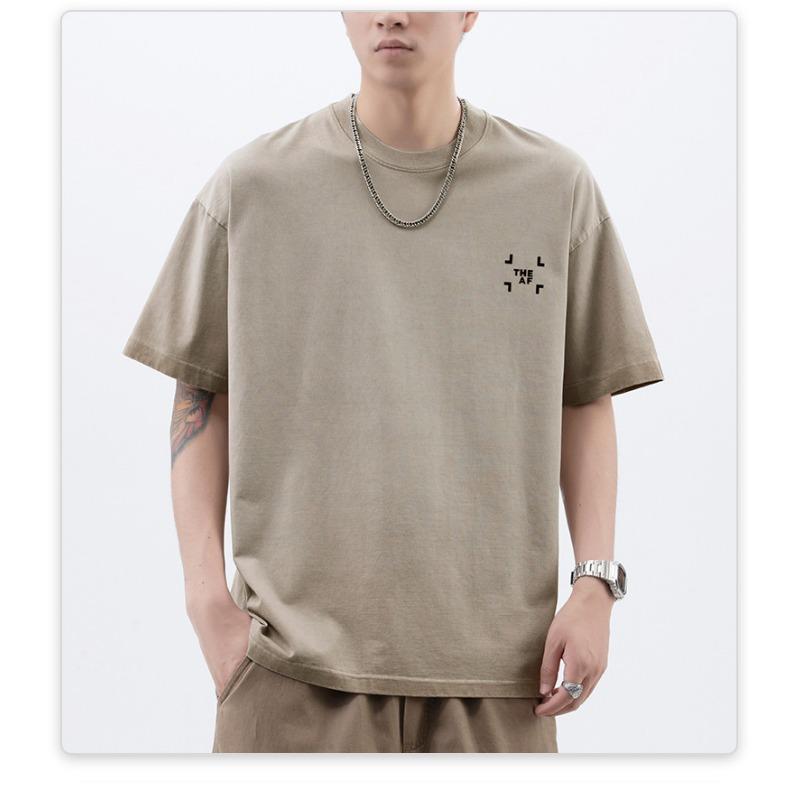 Summer American High-density Knitted Relaxed Fit Printed Mens T-shirt Short-sleeved