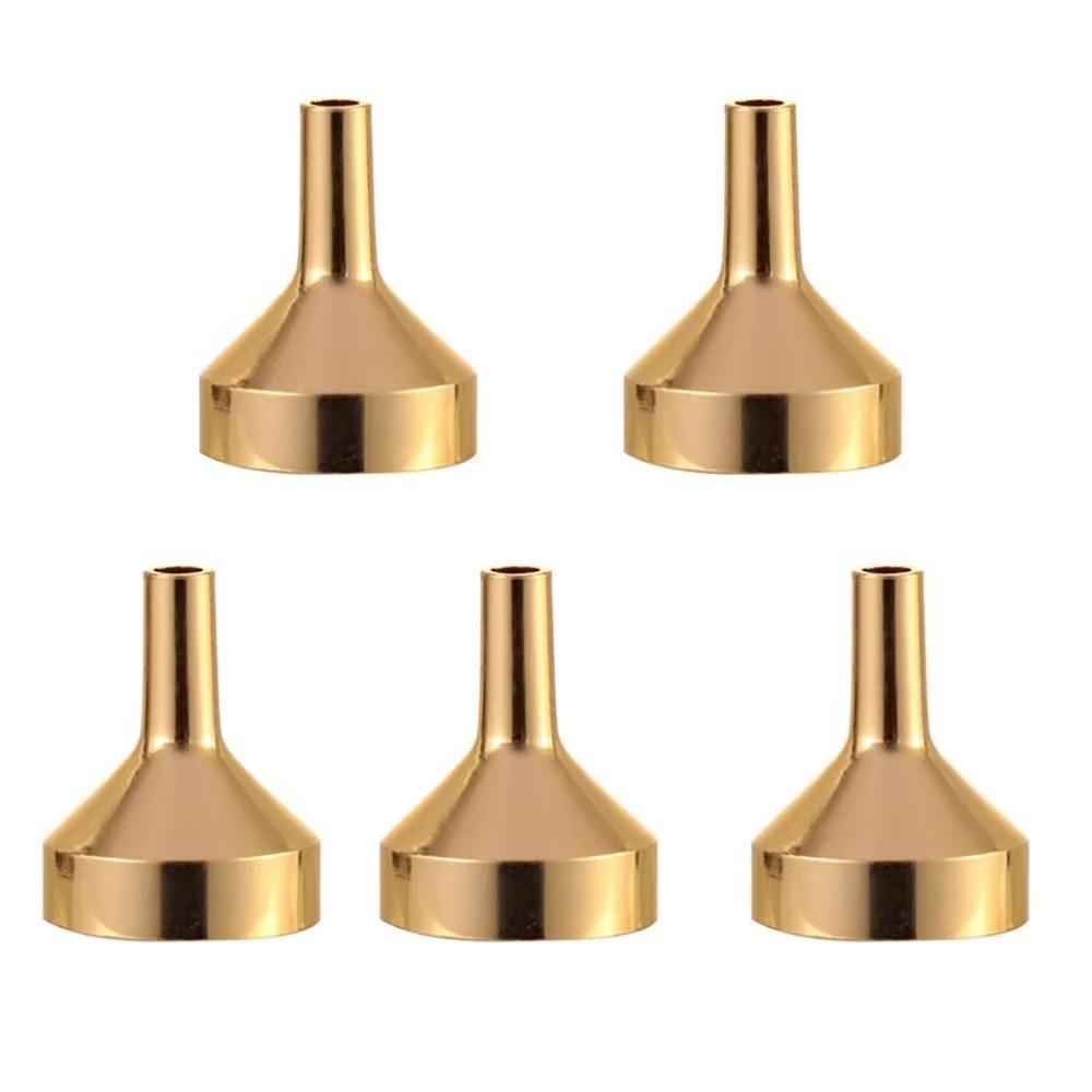 5 Pieces Metal Mini Funnel Wide Mouth Small Perfume Funnel Detachable Filter Liquid Transfer Oil Liquid Funnel золотой