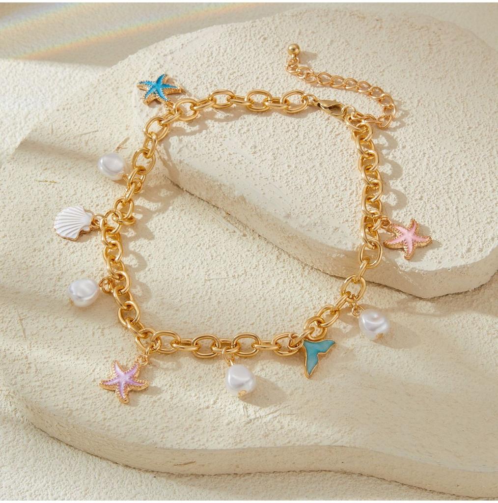 Fresh And Sweet Oceanic Starfish Necklace With Stunning Dolphin Pendant For Vibes Summer