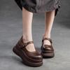 Johnature Scarpe Mary Janes Scarpe con plateau piatte in vera pelle Sandali con altezza della suola spessa con fibbia