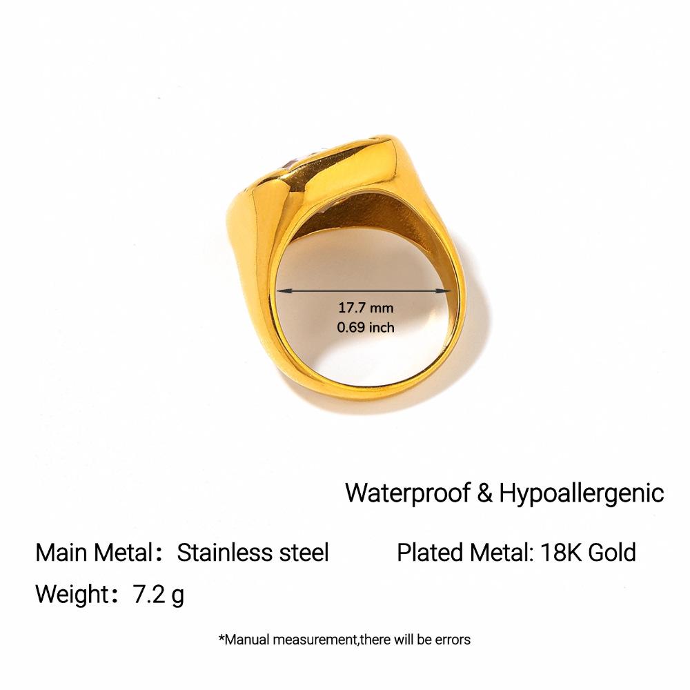 Yingtai Women's 18k Gold Non-Fading Big Diamond Ring - Stainless and Titanium Steel, European and American Style, Fine Polish, Vacuum Plated