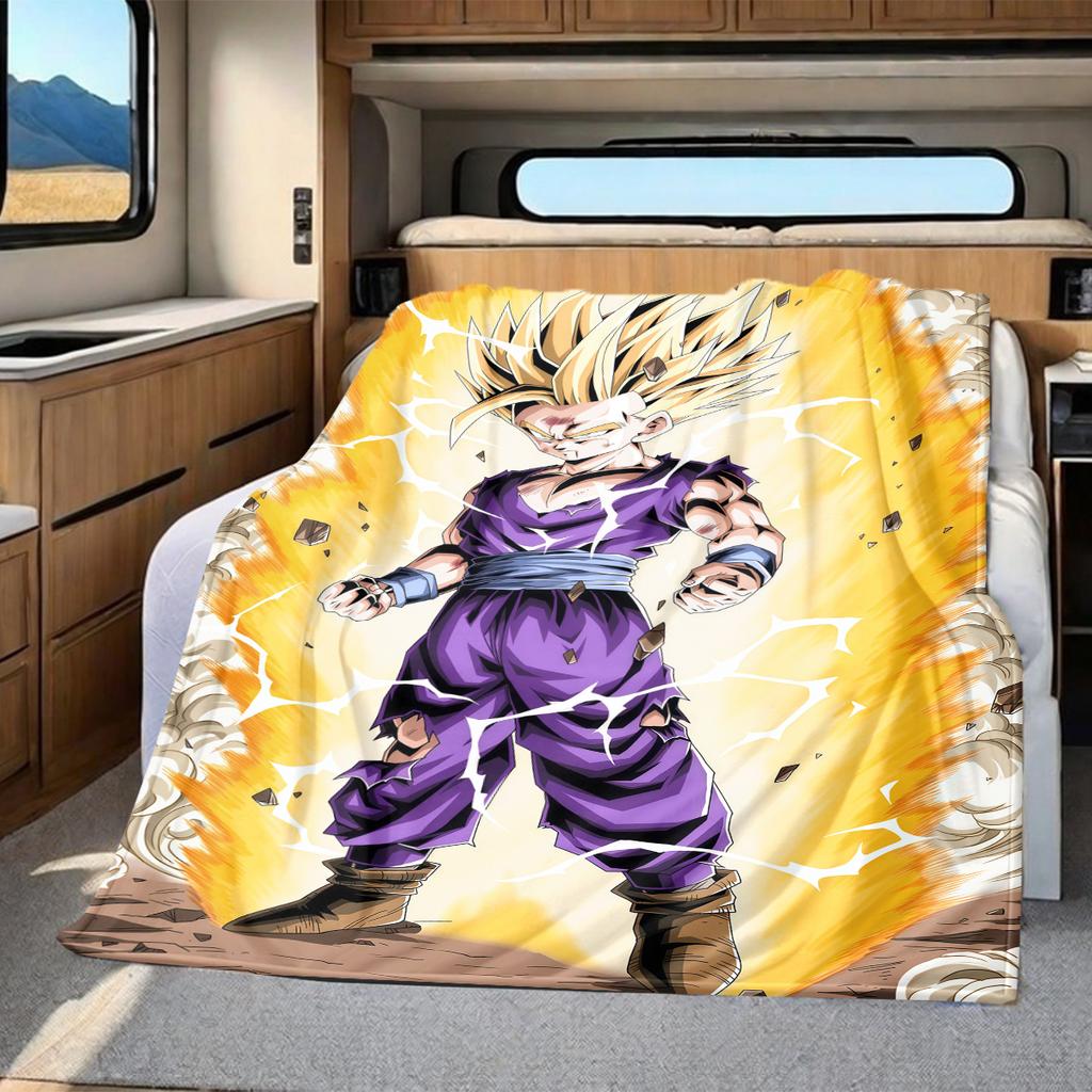 1PC Vegito Print Flannel Blanket, High Quality All Seasons, Home Decor, Warmth and Comfort, Perfect for Christmas Gifts