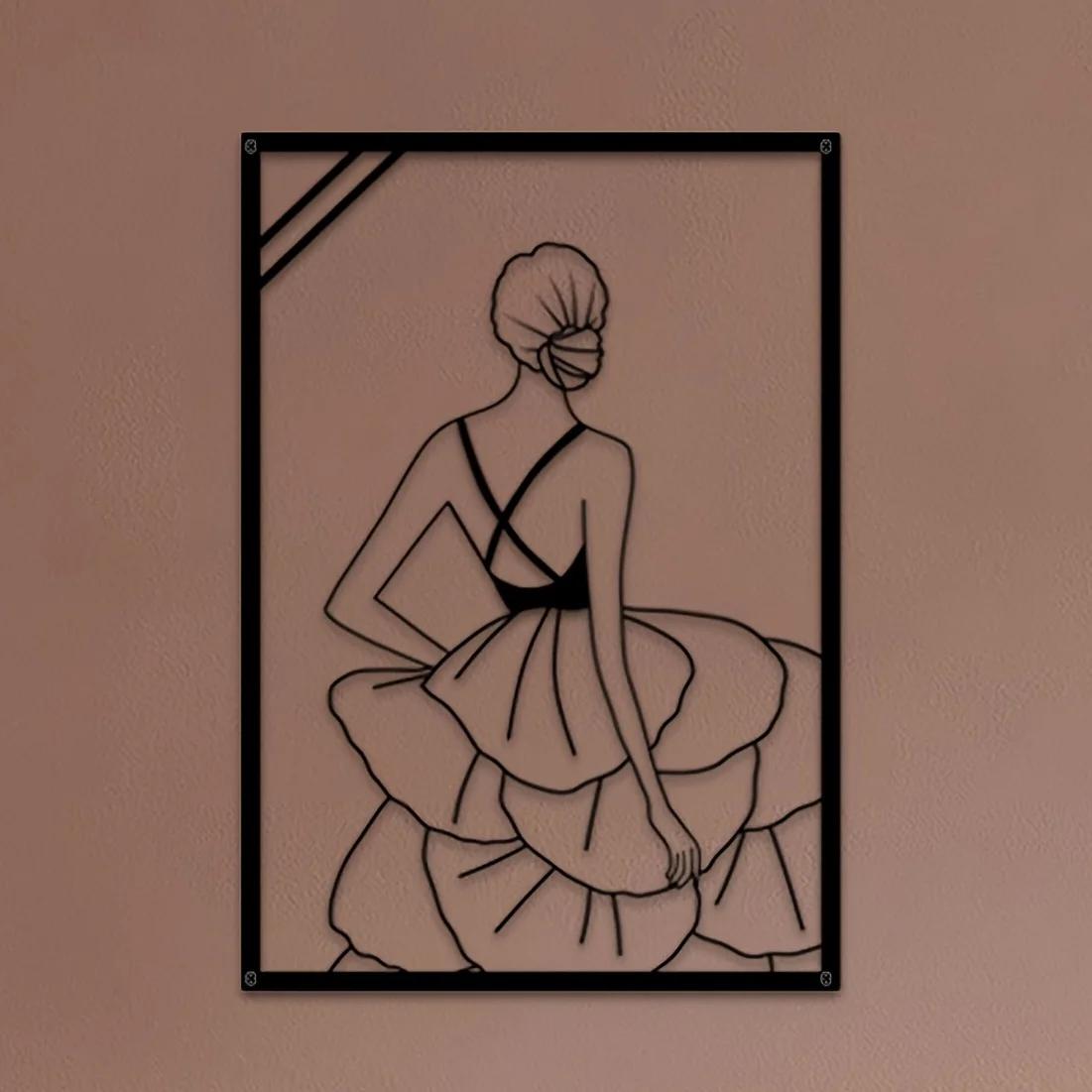 Металлический современный минималистский декор для стен с изображением танцовщицы — фото 14