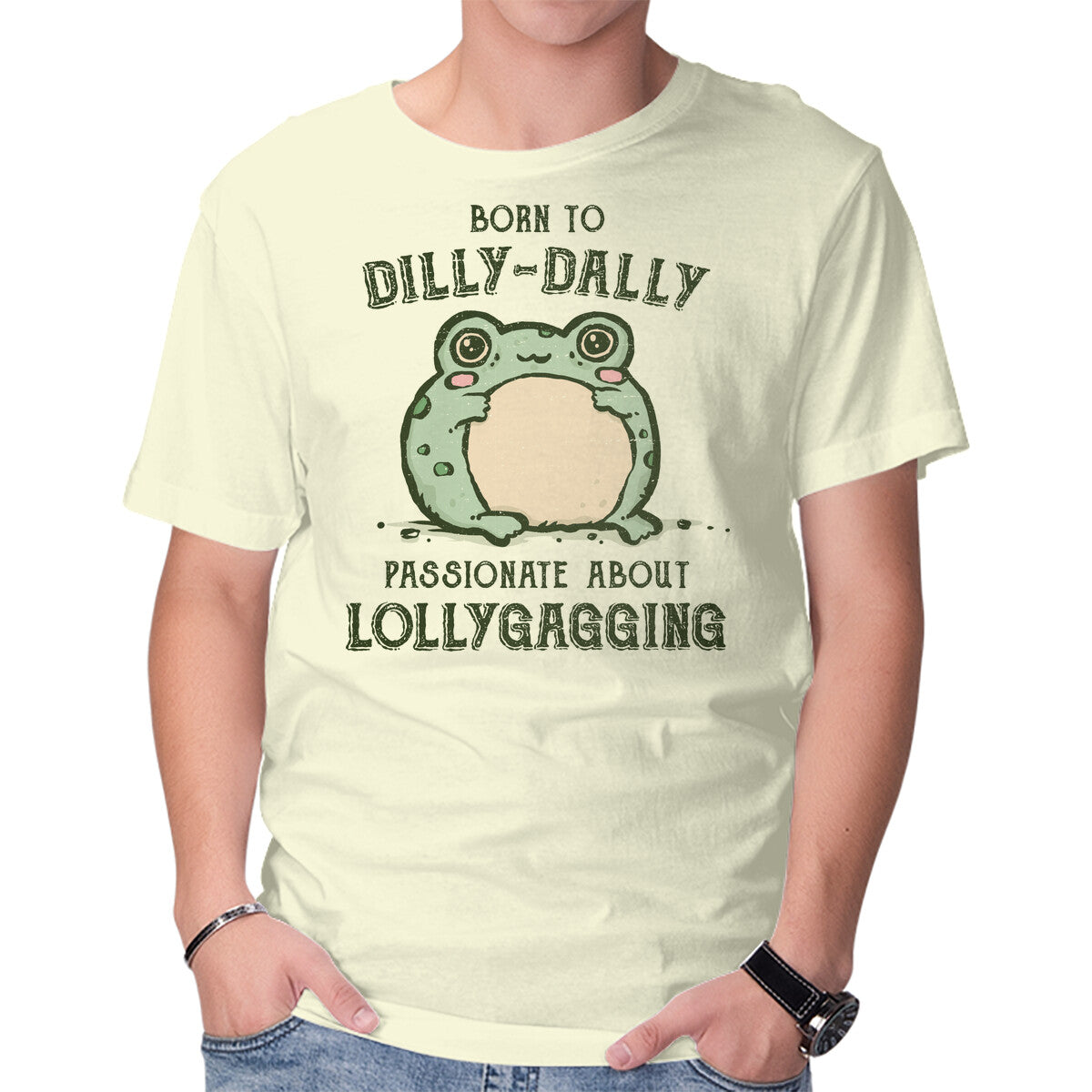 Unisex Crew Neck T-Shirt Born To Dilly-Dally Graphic Short Sleeve Casual Tee XS