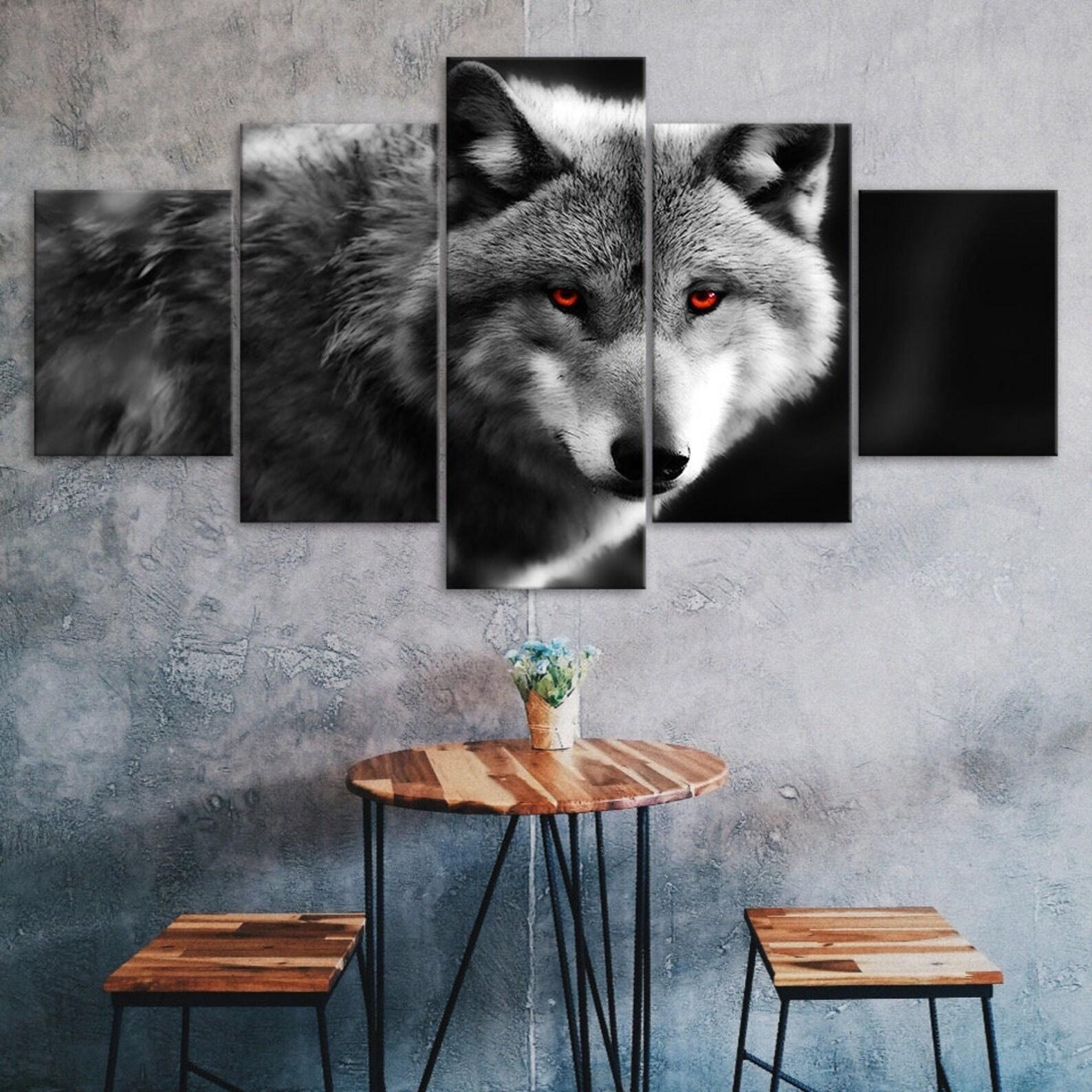 

Wolf Spirit Animal Red Eyes 5 Piece Five Panel Wall Canvas Print Modern Poster Pictures Home Decor Gift For Him For Her 20X35 20X45 20X55CM