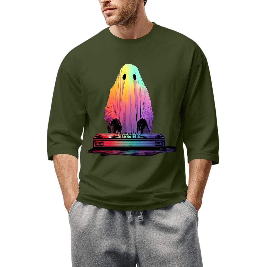 Men'S Round Neck Three-Quarters Sleeve Top Casual Fashion T-Shirt