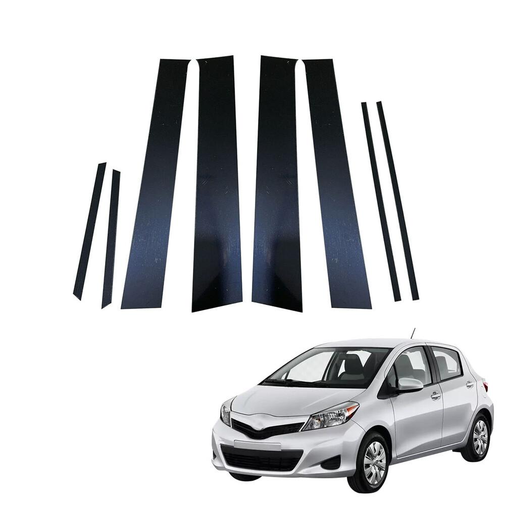 Glossy Black Door Window Pillar Posts Trim Cover Kit For Toyota Yaris 2005-2013
