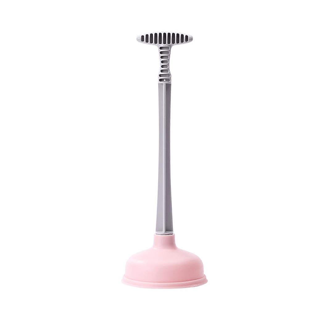 Toilet Plunger Rubber Plastic Strong Suction Efficient Toilet Drain Plunger for Bathroom Pink