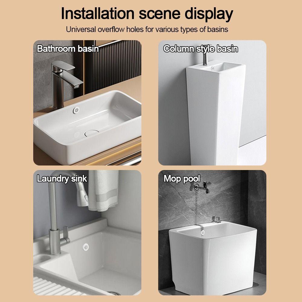 Replacement Wash Basin Overflow Ring Plug Round Sink Hole Cover  Kitchen Bathroom Supplies