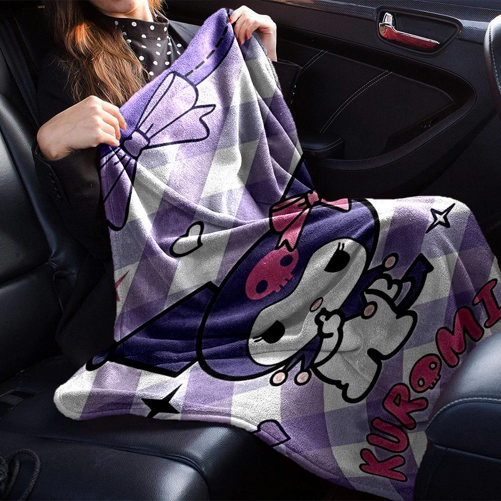 1pc Kuromi blanket Lightweight Flannel Throw for Sofa Bed Travel Camping Livingroom Office Couch Chair