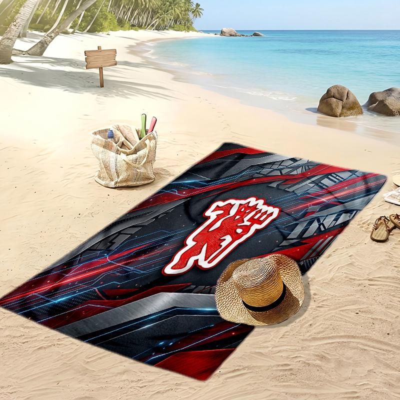 Asciugamano da Spiaggia Stampato Manchester United Asciugamano Morbido ad Asciugatura Rapida Coperta da Spiaggia Rettangolare Grande Portatile per Viaggi Piscina
