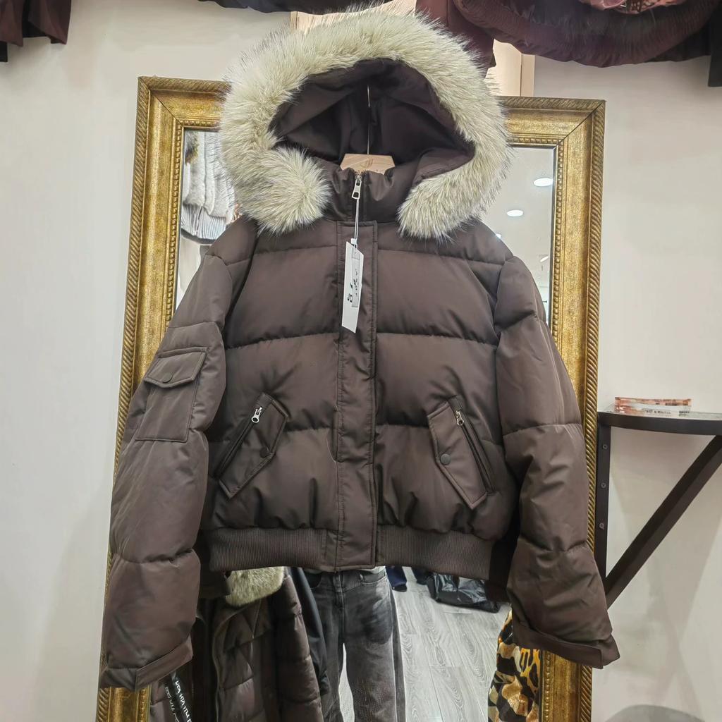 Winter new women's foreign-looking thin warm cotton-padded clothes fashionable big fur collar down cotton-padded jacket
