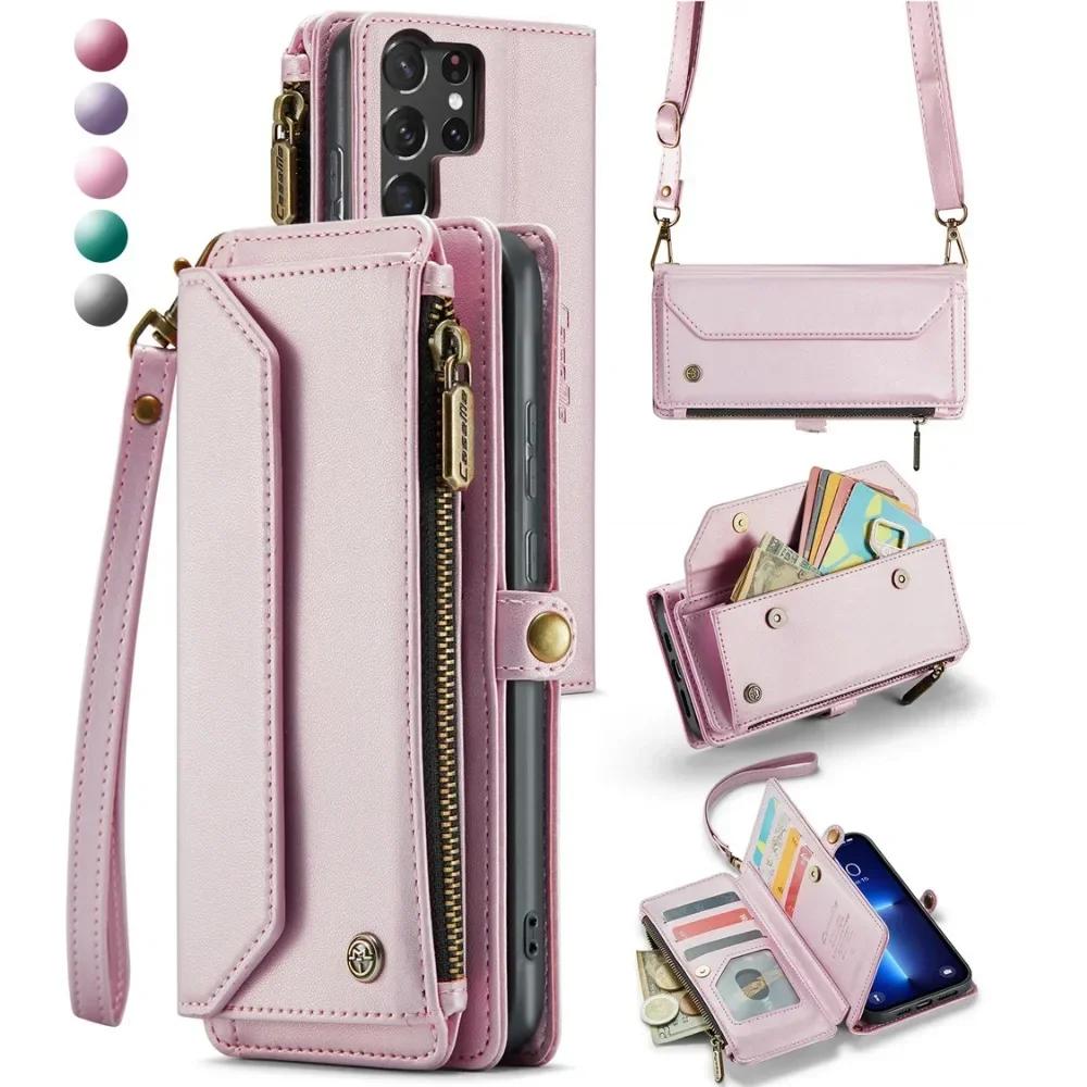

Crossbody Wallet Case for Samsung Galaxy S23 S21 FE S25 S24 S22 Ultra Plus A55 A54 A53 A35 A34 A33 A25 A23 A15 A14 A13 5G A24 4G Galaxy S23 FE розовый