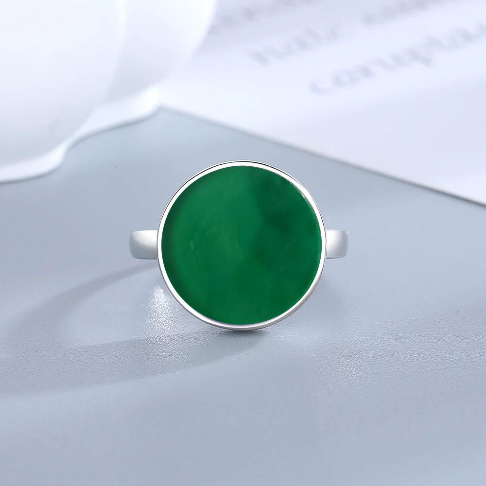 Women Ring 15MM Natural Stone Lapis Agate Malachite Brief Design Cute Ring Fashion Women Party Jewelry