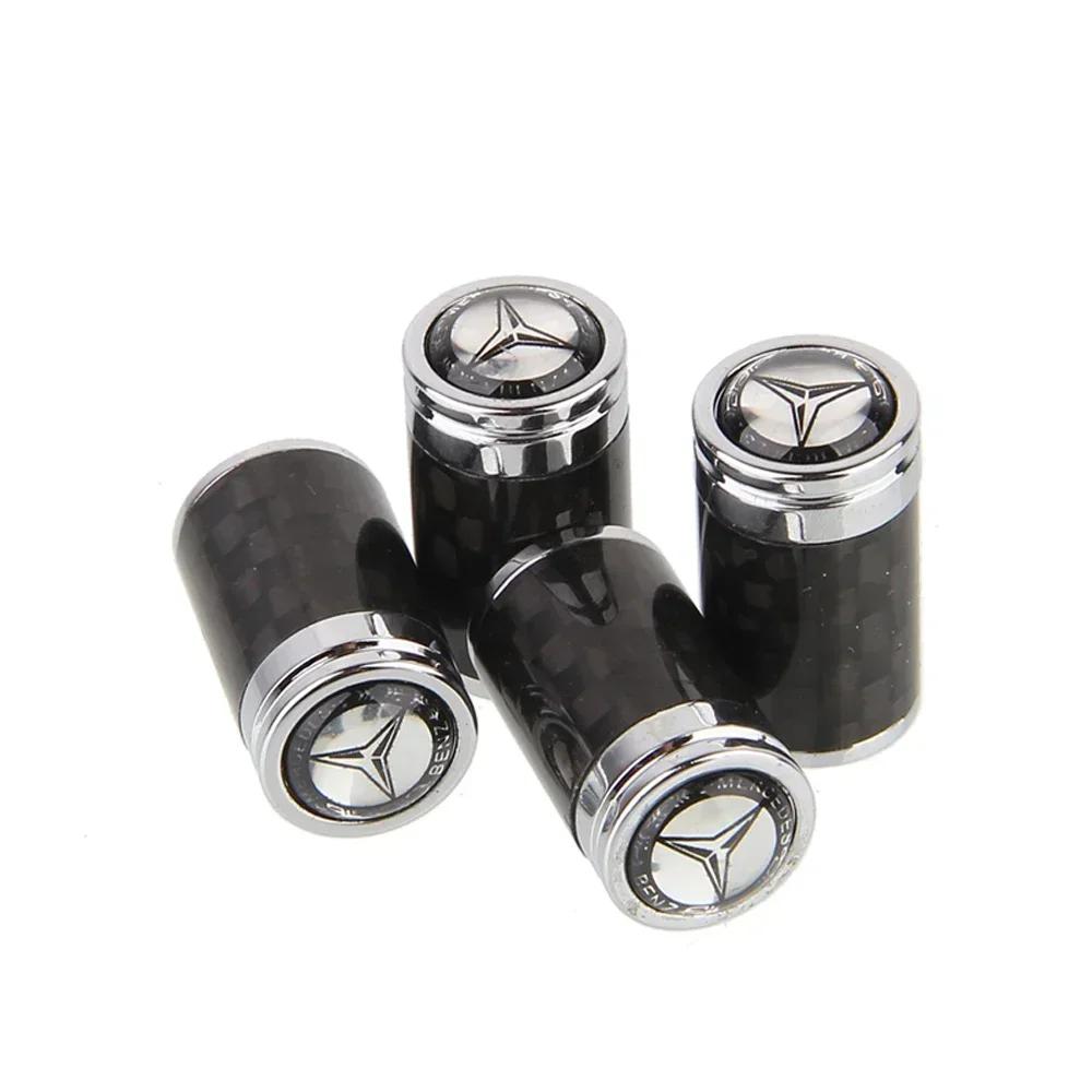 4pcs for Mercedes Benz Carbon Fiber Car Tyre Stem Air Valve Caps W204 GLK W203 W205 W212 W211 W124 W176 CLA CLK SL ML C E Class