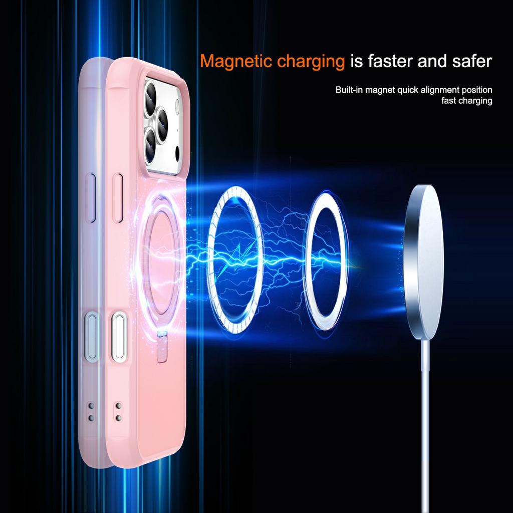 For iPhone 17 Pro Max Case Compatible with MagSafe Ring Holder Kickstand TPU + PC Phone Cover