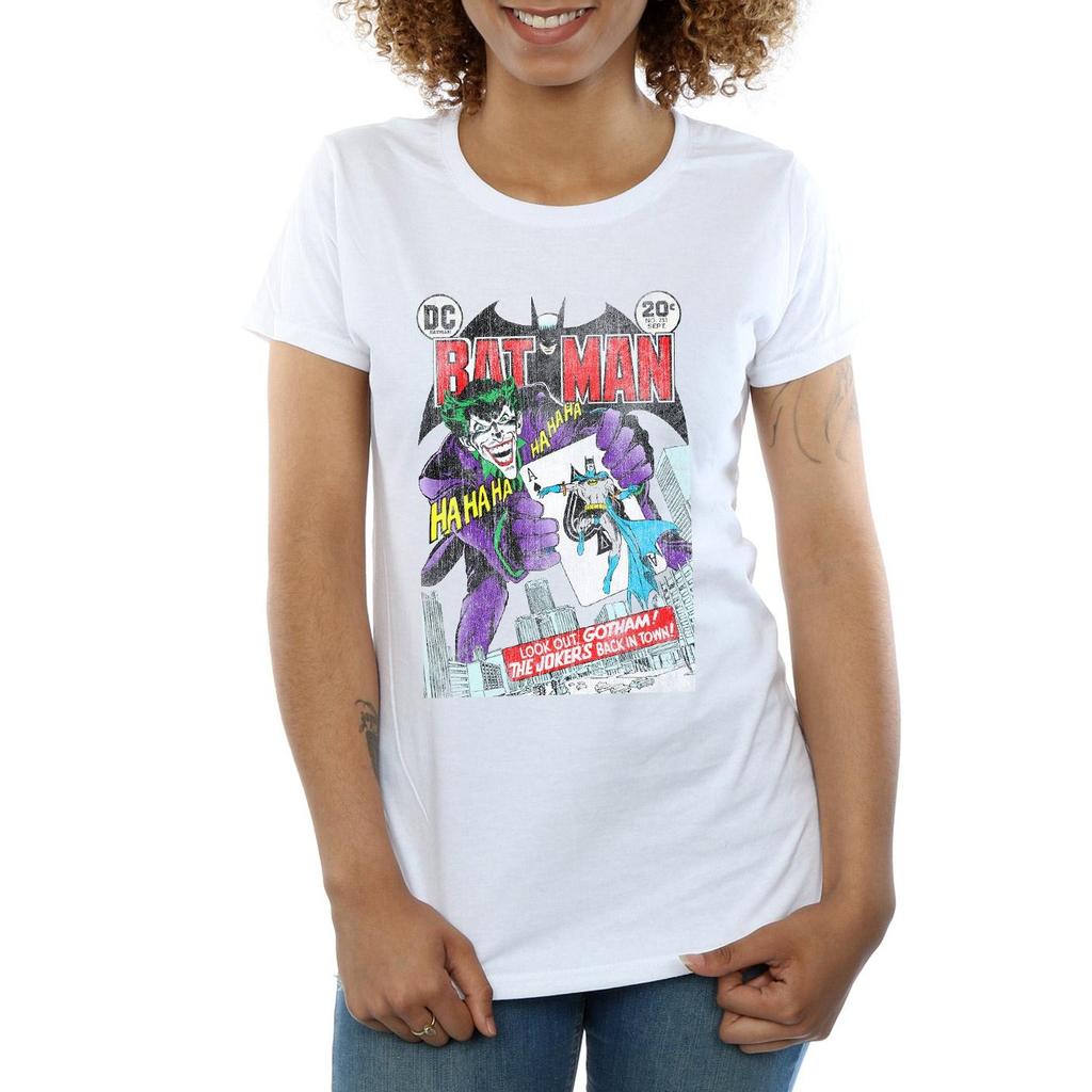 DC Comics Womens/Ladies Batman Joker Playing Card Cover Cotton T-Shirt