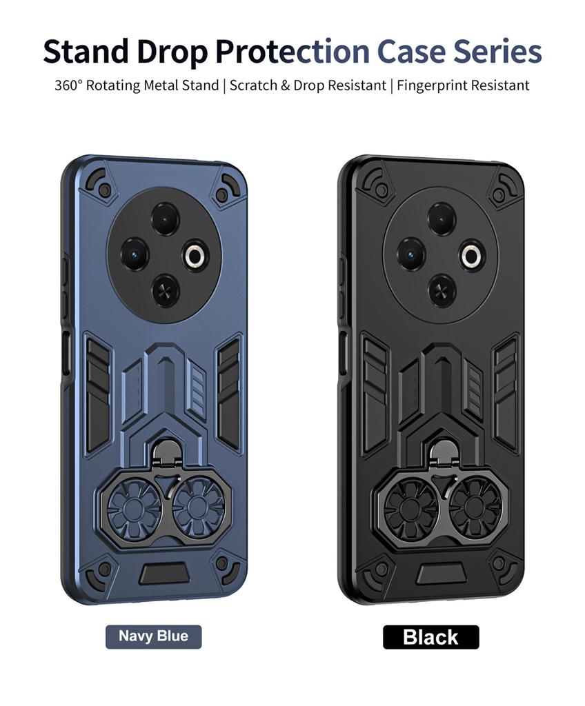 KEYSION Shockproof Armor Case for TECNO Spark 30C 4G Soft Silicone+PC Metal Ring Stand Phone Cover for for TECNO Spark 30 4G