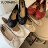 Fashion SUOJIALUN 2025 Autumn Women Flat Shoes Fashion Round Toe Shallow Slip On Ladies Elegant Ballerinas Shoes Casual Dress Ballet Sho