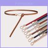 Pu Thin Waist Belt With Metal Buckle For Casual Dress And Retro Style