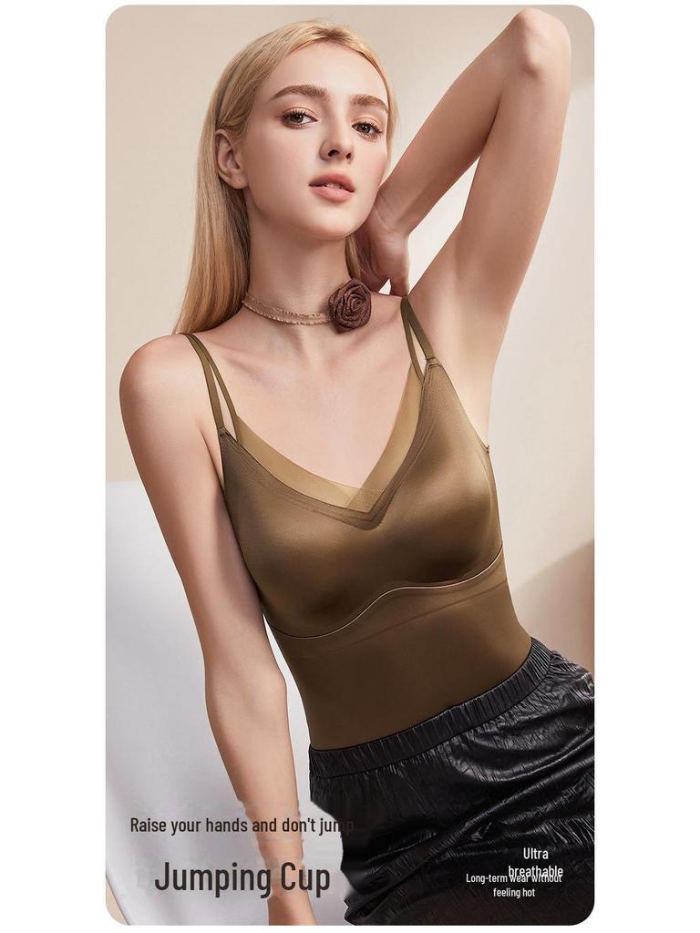 Damen Nahtloses Nude Camisole aus Maulbeerseide – Bequem, Hautfreundlich, Lang, Atmungsaktiv, Einfaches Westchen