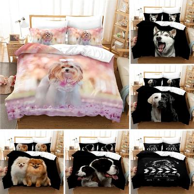 Cute Dog Duvet Cover Microfiber Lovely Puppy Pet Comforter Cover Animal Theme Bedding Set Single For Kids Girls Teens
