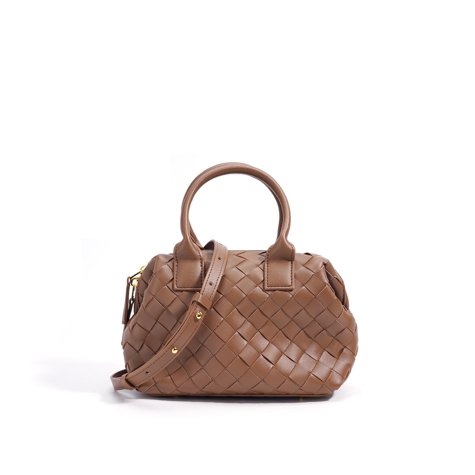 

2025 двошарова плетена сумка з коров ячої шкіри модна сумка-тоут шкіряна сумка через плече для щоденного носіння світло-коричневого кольору