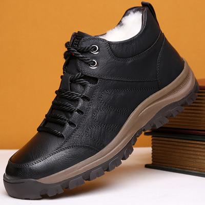 Men's Hiking Shoes Men's Cotton Shoes Comfortable Warm PU Plus Cashmere Thick Casual Men's Shoes