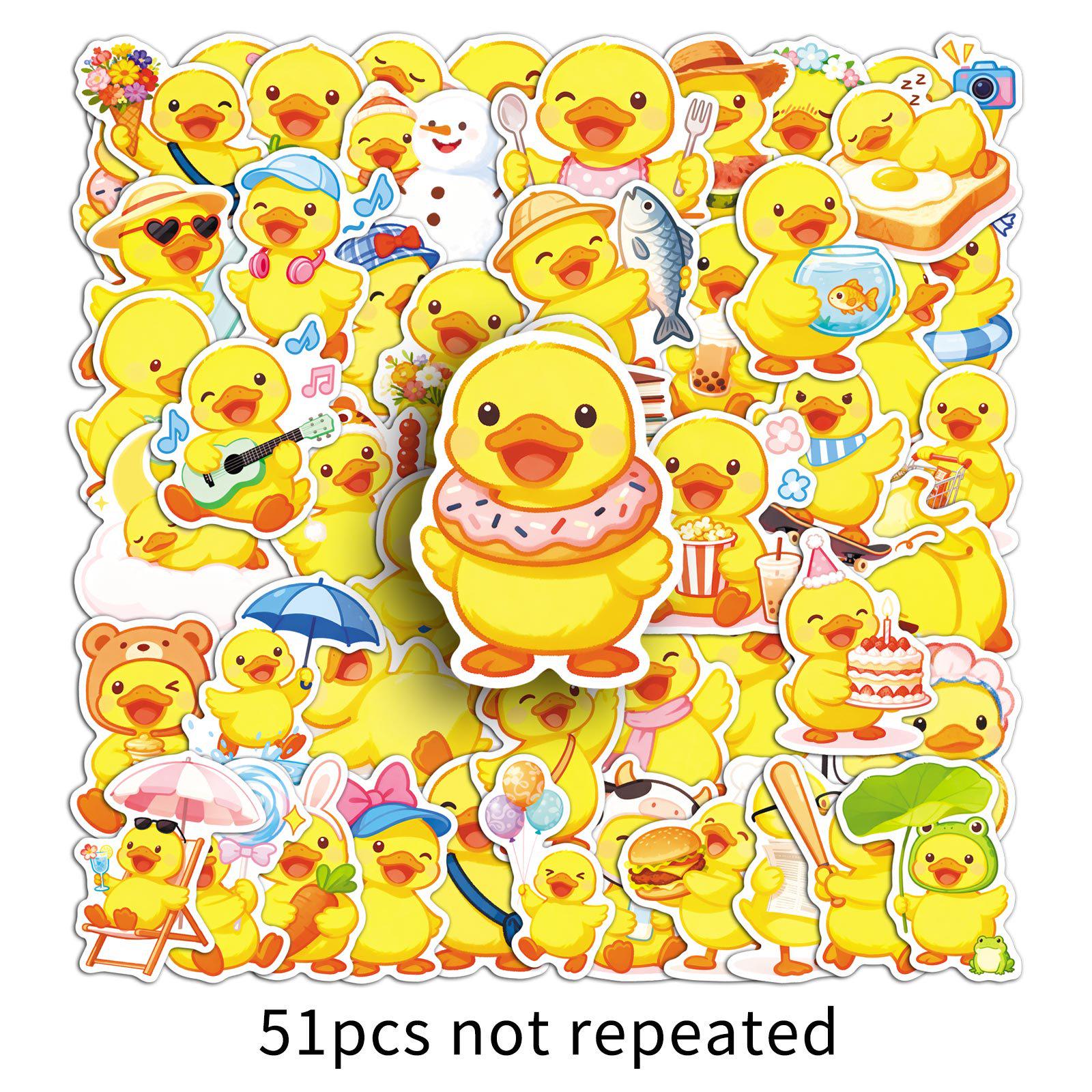 51 Adorable Duck Cartoon Stickers for Scrapbooking, Journals, DIY Phone Cases, and More - Waterproof PVC Set