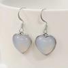Concise Synthetic Moonlight Stone Heart-shaped Dangle Earrings for Women Elegant Pendant Festival Wedding Jewelry Crafts