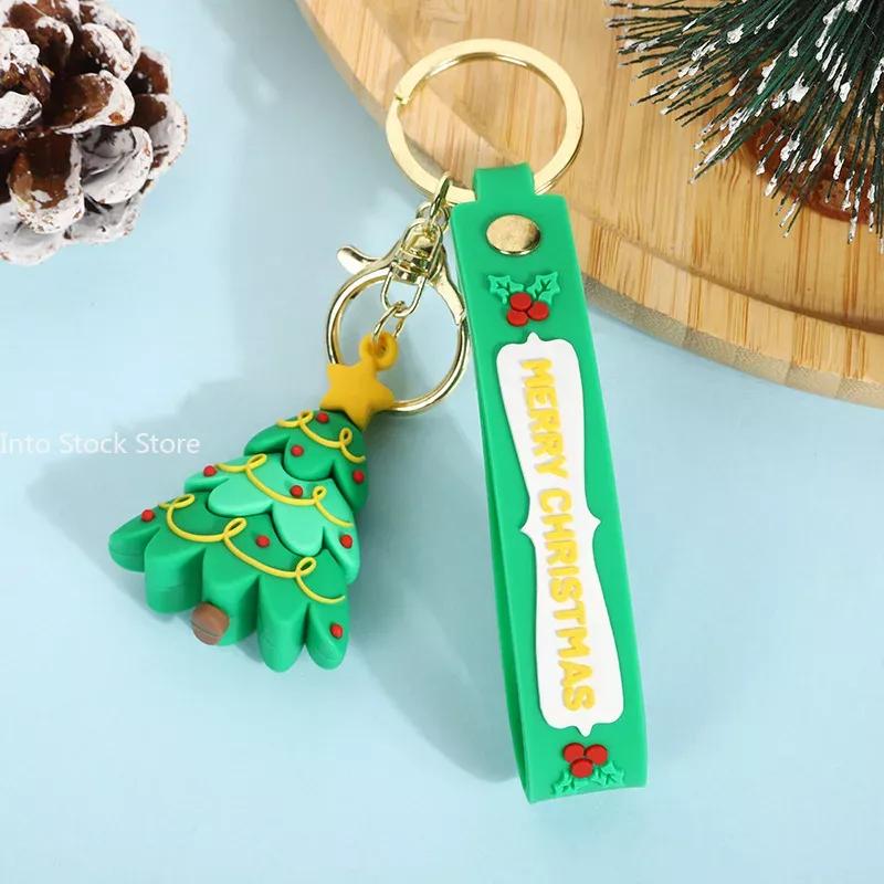 Cute Santa Claus PVC soft rubber key chain pendant cartoon snowman doll bag ornaments holiday gifts