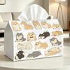 Cute Dog Illustration 1pc Tissue Box, Dustproof for Dormitories, Portable for Travel, Gift Tissue Box, Desktop Decoration for Public Areas, Car Interi