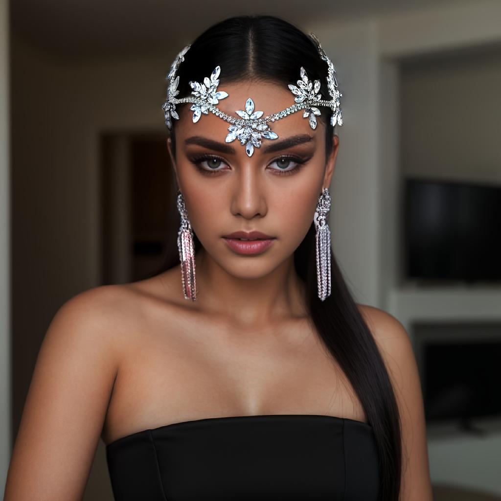 Haarkamm für Brautjungfern, Hochzeit, elegante Kopfkette mit Strasssteinen, romantisches leichtes Luxus-Haar-Accessoire für Kleid