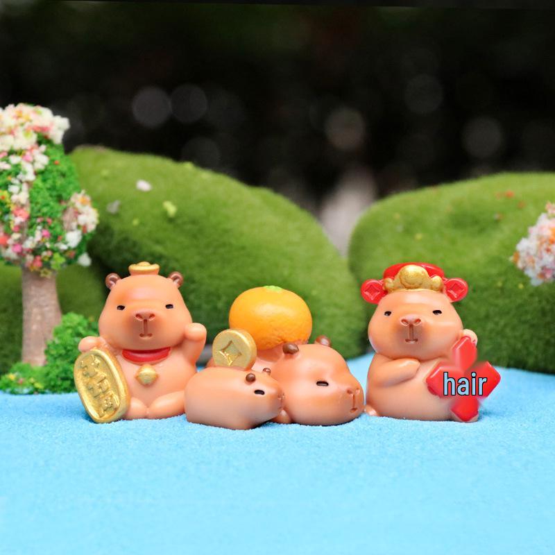 New Year Fortune Capybara Figurine - Blind Bag Toy for Micro Landscape & Desktop Ornament