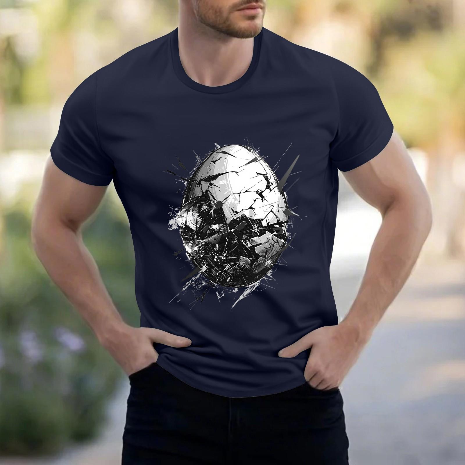 

Мужская рубашка с воротником-стойкой и коротким рукавом, свободная рубашка для отдыха и отдыха, мужская M тёмно-синий