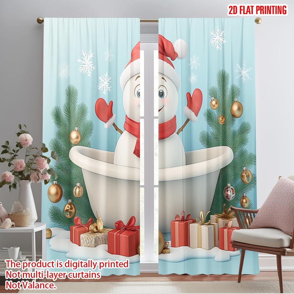 

2pcs,2D plane printing Popular Curtain Panels Cute Snowman Christmas Gifts_e (2) Polyester (without rod) Art Deco Festive 52.50×116.00 CM 2pcs
