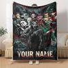 Name Custom Horror Movies Print Flannel Blanket High Quality Warm Comfortable Cover for All Seasons Perfect for Gifts Home Decor