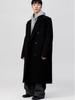 Men's Black Wool Trench Coat - Korean Style, Mid-Length, Over-the-Knee for 2025 Spring/Autumn
