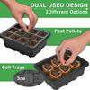 4/6 Packs Full Spectrum Seed Starter Tray with Plant Light Elevated Seedling Starter Trays With Humidity Domes Clear Cell Tray