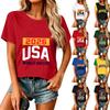 T-shirt casual da donna con stampa di lettere a maniche corte per l'uso quotidiano