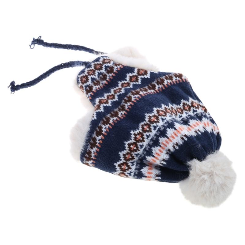 Warm Knitted Hat  for Women Winter Hat Ear Protection Beanies Caps Thick Crochet Hat Lovely Pom Knit Hat