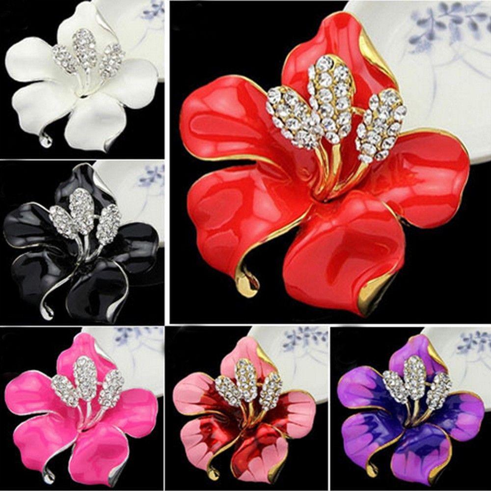 Christmas Flowers Clear for New Enamel Fashion Women Wedding Rhinestone Crystal Brooches Flower