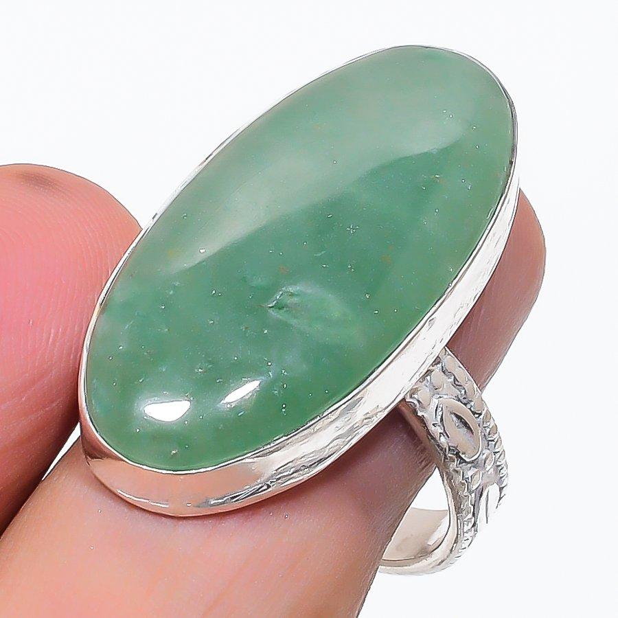 Natural Green Apatite Gemstone 925 Sterling Silver Jewelry Ring Size 9.5 P0m55